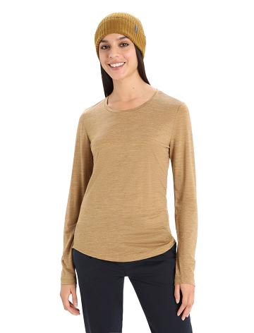 Women's Icebreaker Merino Sphere II T-Shirt Long Sleeve Clove Heather | CA 1305AHKP